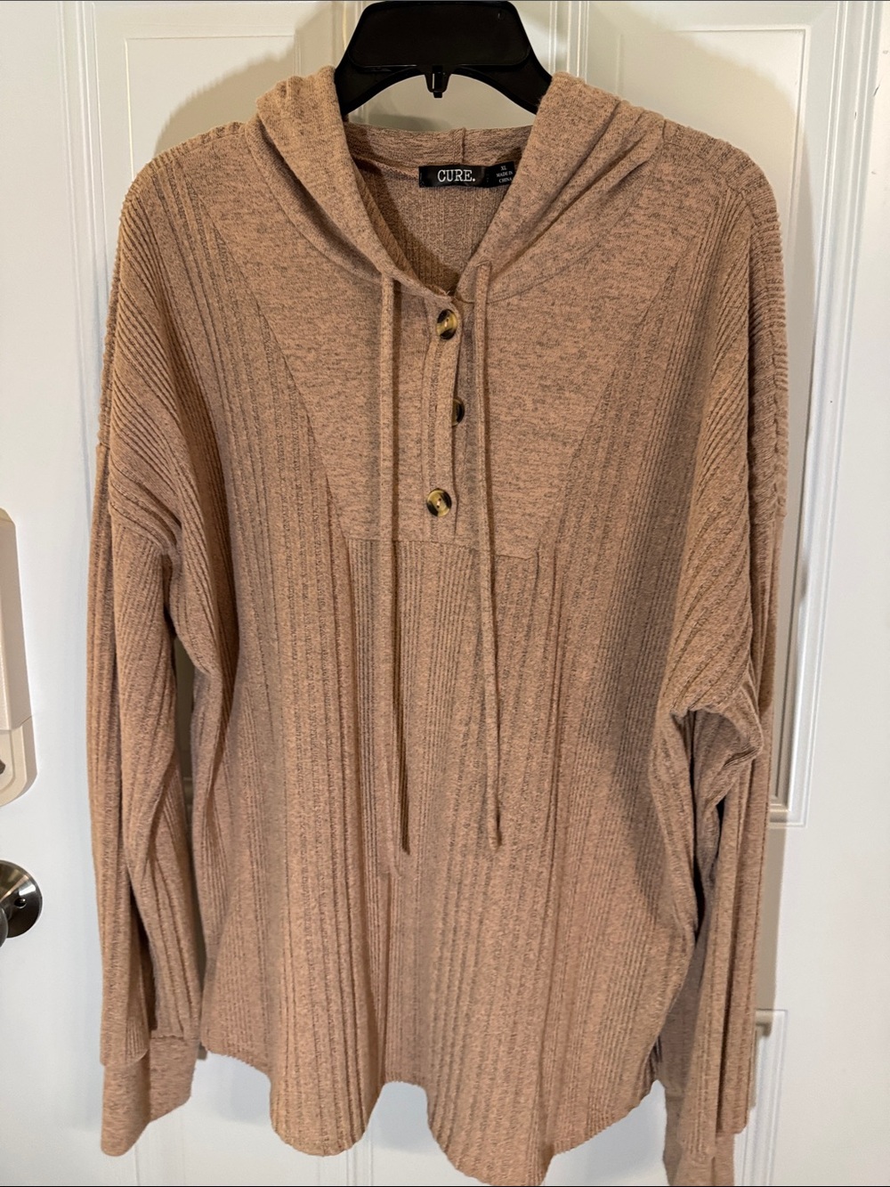 CURE Taupe Ribbed Hoodie Sweater